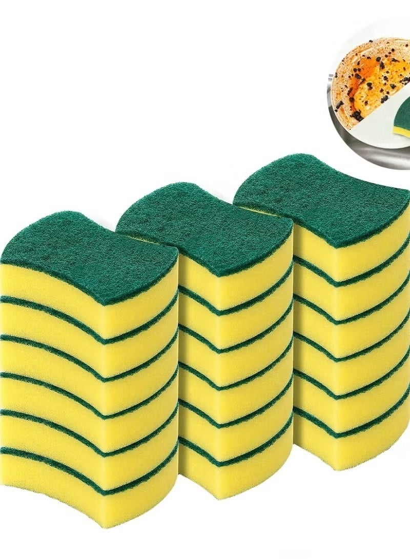 Non-Scratch Curved Dishwashing Sponge with Heavy-Duty Scrubber – Yellow/Green - Image 1